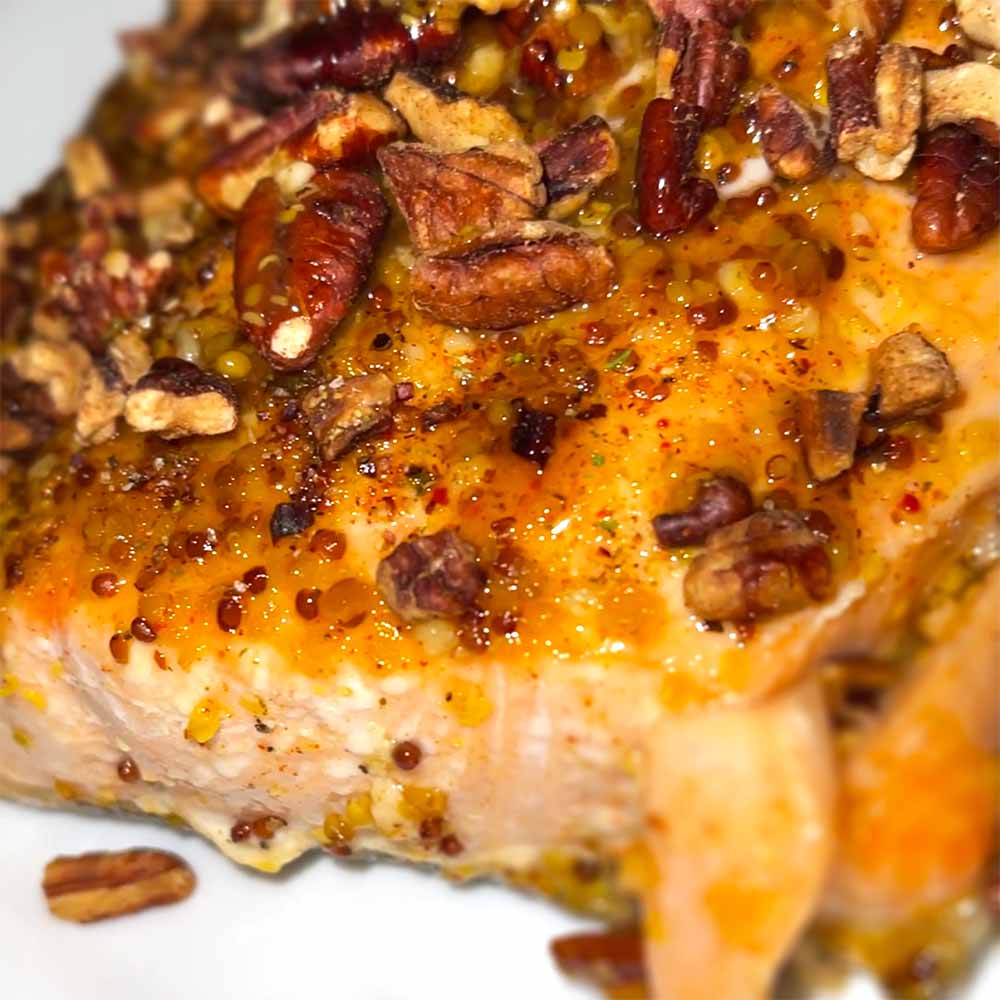 Salmon Honey Mustard with Toasted Pecans - Purely Seasoning